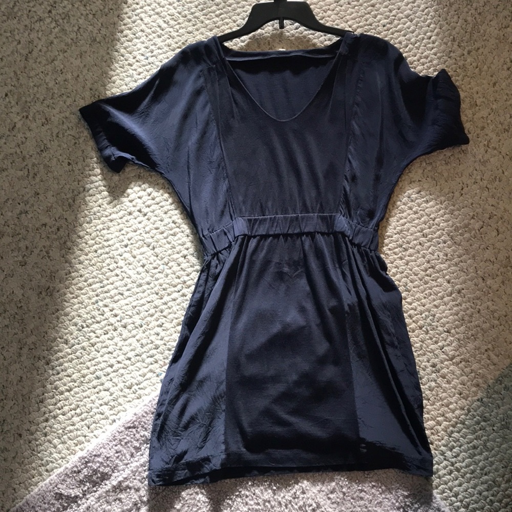 J Crew Silk and Cotton Navy Blue Dress